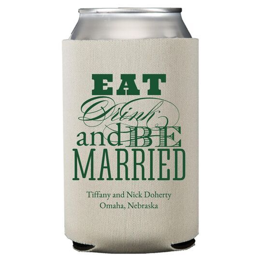 Eat Drink and Be Married Collapsible Koozies